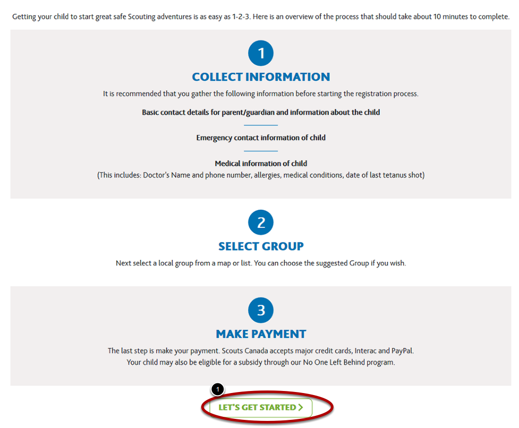 Click Let's Get Started for the 2nd time